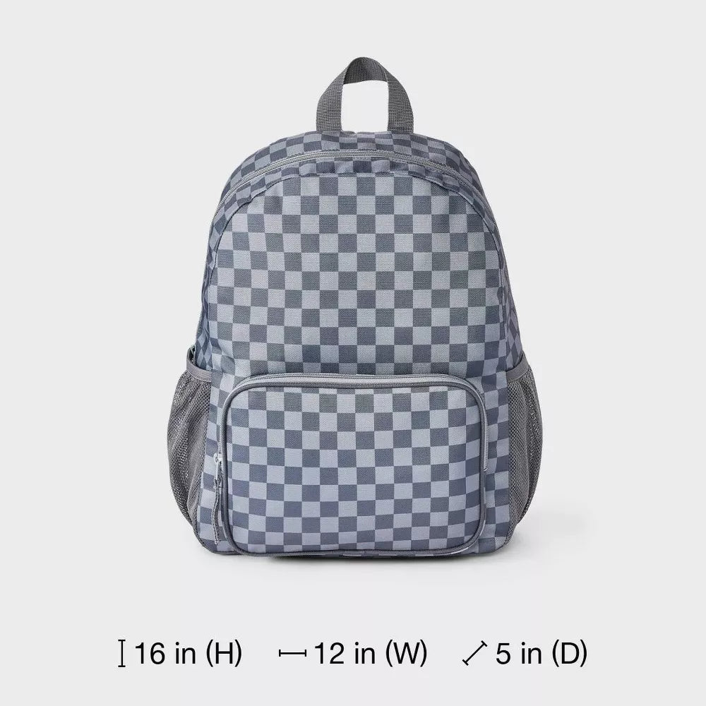 Kids Checker Pattern School Backpack